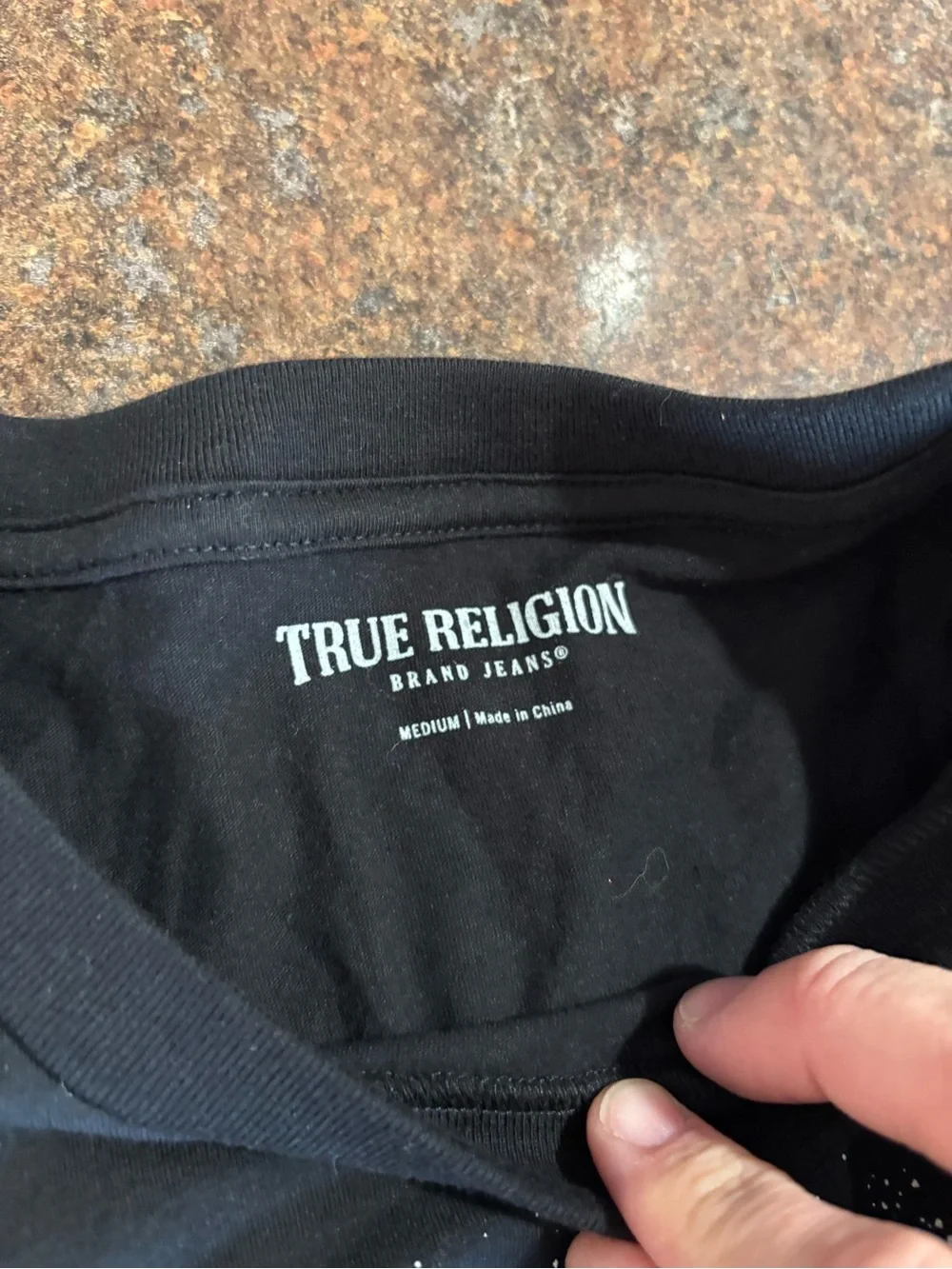 MEN TRUE RELIGION True Stipple Graphic Onyx Black T SHIRT MEDIUM